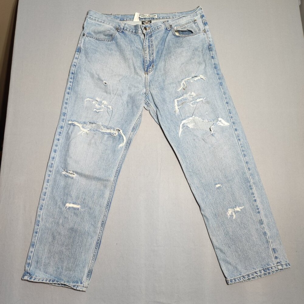 Harley-Davidson Light Blue Distressed Men’s Straight Jeans